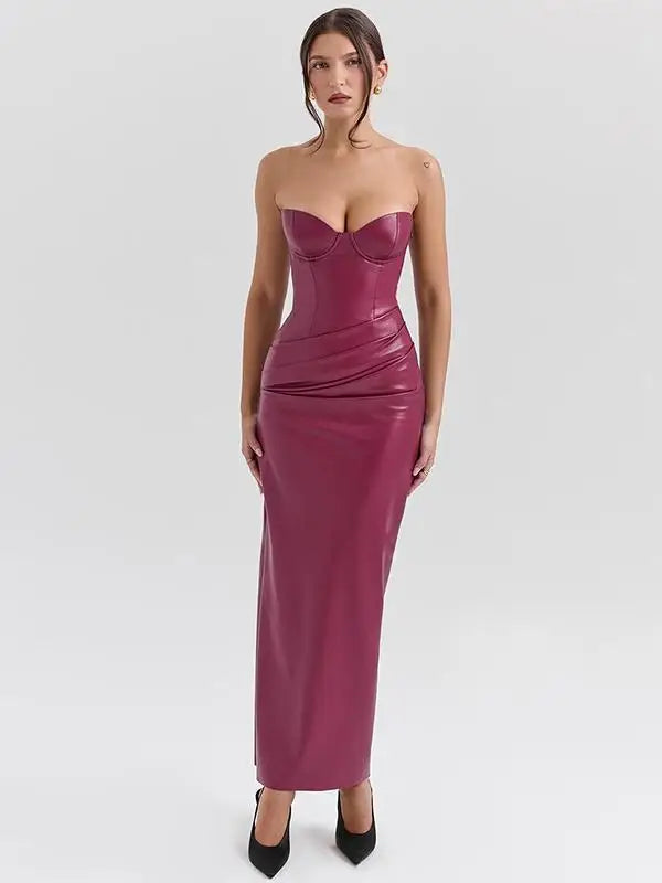 שמלת עור סטרפלס-אמיליה